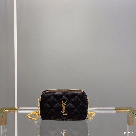 QUILTED DOUBLE-ZIP POUCH BECKY LAMBSKIN IN YSL 0722